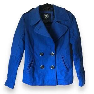 Americn Eagle Stylish Blue Double-Breasted Peacoat - Perfect for Fall! Size XS